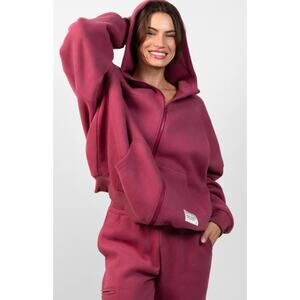 COMFRT Affirmation oversized baggy zip up Hoodie berry color unisex size XS NEW